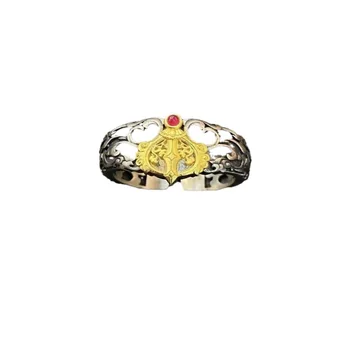 DEEPFOREST цвят Сребрист Ново Господстващо Индивидуално пръстен на Мъжката модна марка Ретро Диамант Черен Скъпоценен камък Пънк Хранително пръстен Бижута