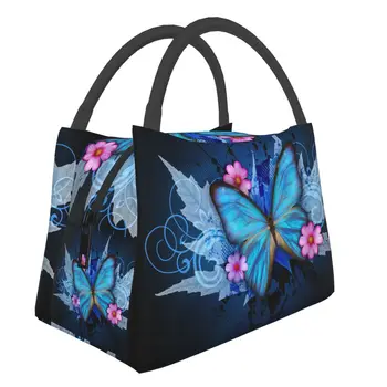 Чанта за обяд с принтом пеперуди Kawaii за жени, преносими топло изолирана чанта-охладители, Термосумка за пикник, Детски мъжка чанта за обяд
