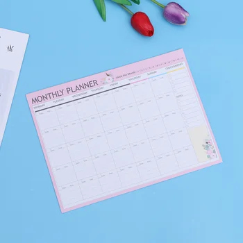 Планер на месец, декоративен органайзер формат А4, календар-график, бележник с бонбони, седмичен дневник, бележник за водене на бележки (случаен цвят)