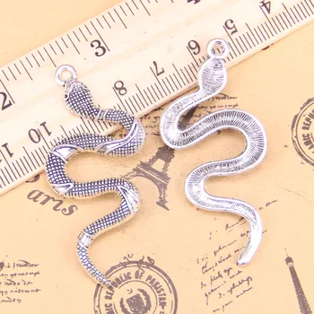 25шт бижута, амулети змия кобра 53x23 мм Антикварни със сребърно покритие за окачване за производство на тибетски сребърни бижута ръчна изработка