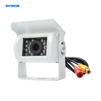 DIYSECUR Водоустойчив 120-градусная цветна HD CCD камера за задно виждане, Камера за задно виждане за кола, камион, автобус с IR камера за нощно виждане бял цвят
