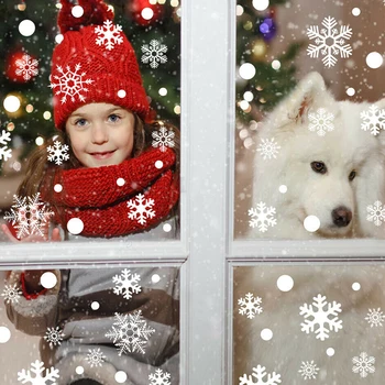 Коледна 37шт Лъскава Снежинка, прилипающая до прозореца фолио, стикер на стъклото, статична стикер