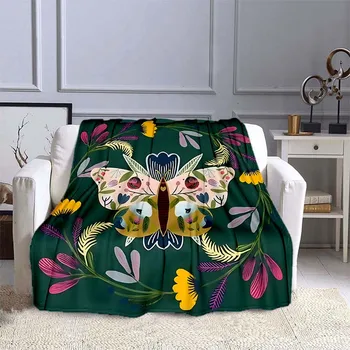 Фланелевое одеяло Dekorasi, Меко флисовое покривка за дивана, калъфи за къмпинг и пътешествия, Хубави подаръци с принтом пеперуди в стил бохо