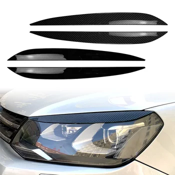 2 елемента Тампон върху клепачите пред фаровете на колата за VW Touareg 2010 2011 2012 2013 2014 2015 2016 2017 2018, изработени от въглеродни влакна и ABS-пластмаса