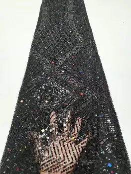 Висококачествена Африканска лейси плат, Френска мрежа, плат с пайети, Вышитое дантела, цветни камъни, Нигерийская лейси кърпа 5 ярда TC