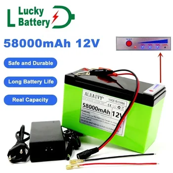 Лъки 18650 Литиева батерия 12v 58Ah Идеален за Слънчева енергия и показване на зареждане на батерията электромобиля + Зарядно устройство 12.6 v 3A
