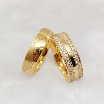 Висококачествени годежни пръстени за влюбени, комплект за мъже и жени, бижута за двойки от 18-каратово злато, на едро, пръстен на пръста с диамантен пръстен чехия