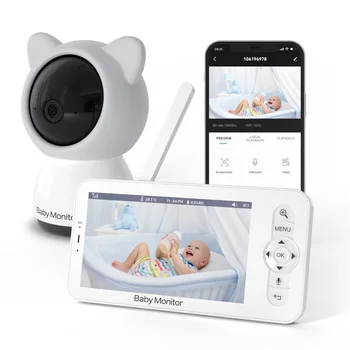 Нов 5-инчов HD 720P Безжични Двупосочна Аудио Babyphone за Нощно Виждане Бебе на горивото приложение, Wifi, Video Baby