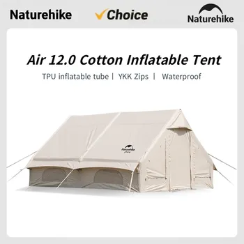 Надуваема палатка за къмпинг Naturehike Air 12,0 Памук, надуваема палатка, Семейна непромокаемая палатка за пътуване на открито, Удобно голямо пространство
