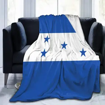 Шерп-юрган с флага на Хондурас, удобно спално одеало за подаръци на семеен фестивал, уютни фланелен наметала, трайно топло одеяло на дивана