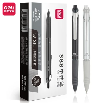 12шт Гел химикалки DELI S88 с черно мастило, на ученически пособия за студенти, канцеларски материали