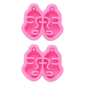 2X Гланц форма за обеци в формата на лицето момичета, силиконова форма от смола, направи си сам, епоксидни форма, украса за ключодържател