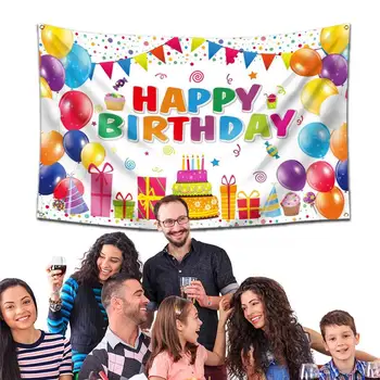 Банер Честит Рожден Ден На Стени 3.28x4.92ft Фон За Парти По Случай рождения Ден на Банер Голяма Дъга честит Рожден Ден Двор Знак За Фон