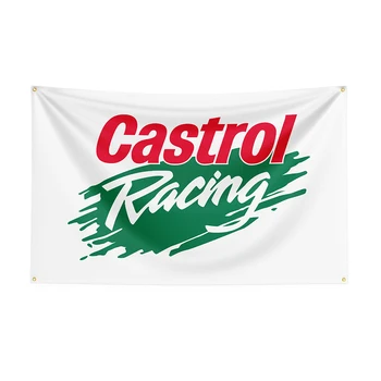 Флаг Castrols 3x5 фута, банер състезателен автомобил с принтом от полиестер за украса, декор хартата, банер за украса на хартата, банер за хартата