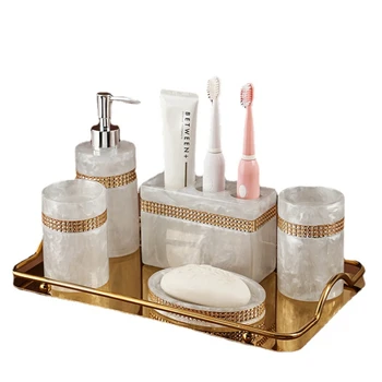 Смоляная чаша за четка за зъби в банята, комплект от пет елементи тоалетни принадлежности за баня, омекотители за устата, комплект чаши
