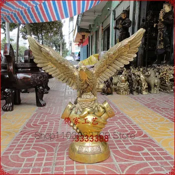 51 см Огромна Статуетка на ВИСШЕ ИЗКУСТВО Success Auspicious GOLD Арабия Falcon Eagle hawk от месинг-ефективен Талисман на компанията HOME office
