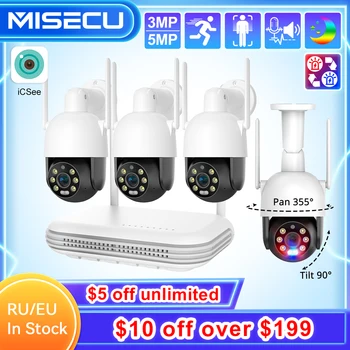 MISECU 5MP 3MP Безжична Система за Камери за Сигурност Outdoor Human Detect WIFI IP камера ВИДЕОНАБЛЮДЕНИЕ и Запис Surveillance Protection Kit P2P