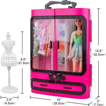 Аксесоари за кукли, шкаф за съхранение на аксесоари за кукли Барби, мебели за Барби кукли 30 см, играчки за деца, подаръци