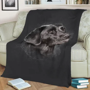 Фланелевое одеяло с портрет на черен лабрадор с 3D-принтом, согревающее разтегателен Детско одеало Начало декор Текстил Семеен подарък мечти