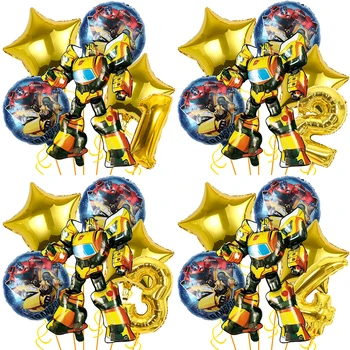 Украса на Парти по Случай рождения Ден на Bumble Bee Балони Балони Набор от Единици в Опаковка Трансформатор Globlos Подаръци За Момчета, Състезателни Коли Подаръци За Рожден Ден