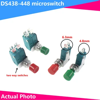 Червена/зелена шапка DS438-448 от момента на натискане на бутона за нулиране при отваряне на микропереключателя Крака ширина 12 мм, ширина 4,8/6,3 мм Единични/двойни