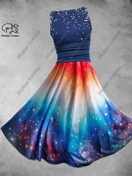 3D печат на нов павлина звездното небе наклон музика фойерверки модел жилетка, рокля серия за себе си 2