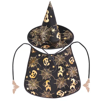 Костюм за домашни любимци POPETPOP на Хелоуин, наметало и шапка на магьосник, творчески декоративен костюм за представяне на кучета за празнична cosplay (размер S)