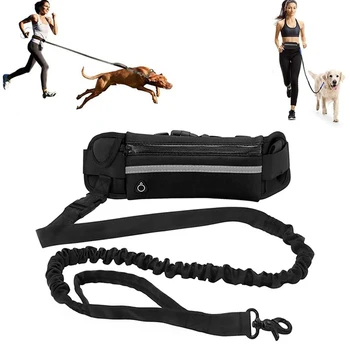 Каишка за кучета без ръце за бягане, ходене, Отразяваща каишка с колан чанта, Прибиращ се еластичен колан, дърпане на въже, за кучета, стоки за домашни любимци