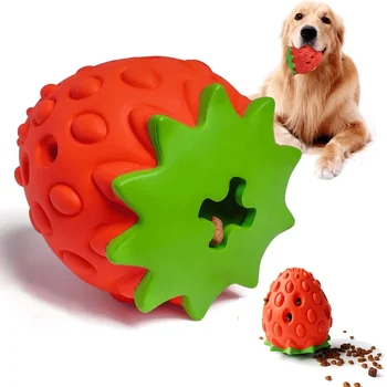Играчки за кучета DualPet, гумени играчки за изпускащ хранене под формата на ягоди, трайни и екологично чиста опаковка за храна, играчка за кучета