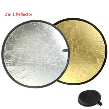 30 см рефлектор 2 В 1, сгъваеми лампа, кръгла, фотография, златна Сребрист Отражател за студио, Мультифотодисковые рассеиватели