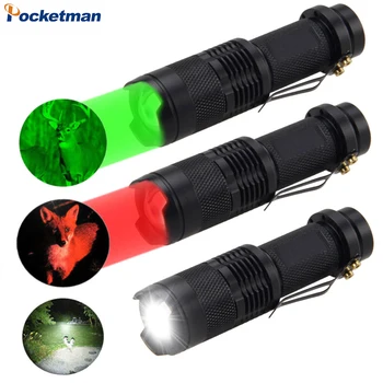 Мини led фенерче 670 нм, червен, син, зелен, осветление, Джобен фенер за точка, Подарък фенерче, Водоустойчива лампа за самозащита, Ловен фенер