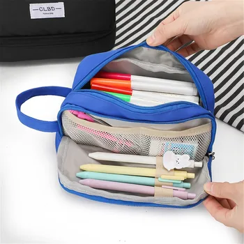 Голяма чанта голям за моливи, естетически училище куфар, чанта за канцеларски материали Kawaii за момичета, чанта за писалки, детски дръжка, учебни пособия за студенти