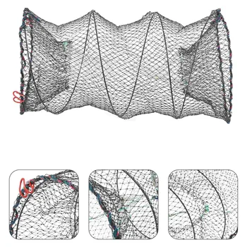 1 бр. Сгъваем мрежа-капан за стръв, преносима риболовна мрежа, клетка за скариди, омари, скариди, раци, раци (плътна мрежа),