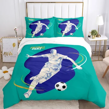 Футболен спортен комплект от три елемента с принтом, модерно спално бельо за деца или възрастни, за легла, Завивки, калъфки за възглавници, подаръчен комплект спално бельо