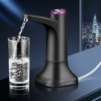 Електрическа помпа за бутилки с вода с базовия USB-диспенсером за вода, преносим автоматична водна помпа, кофа-диспенсер за бутилки - черен