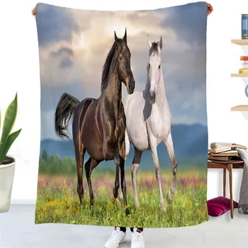 Картина с изображение на кон, 3D Печат, Плюшевое Фланелевое юрган, легло за пикник, Меки Леки одеяла, Подарък-спално бельо, декорация за дома