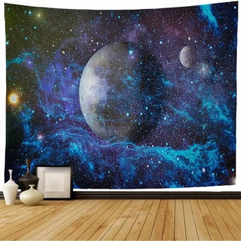 Космически планетный гоблен Абстрактна научна фантастика Galaxy Стенен гоблен за спални, хол, общежития