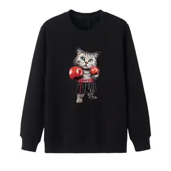 Мъжки блузи с принтом котка от карикатура, модни и ежедневни градинска дрехи, Удобни Свободни блузи, Мъжки / Дамски дрехи, Големи размери на M-6XL