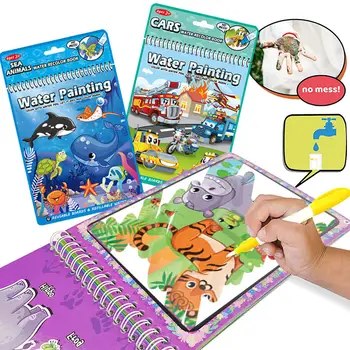 За многократна употреба Магически книги за вода Продукт за ранно обучение на деца с дръжка, книга за рисунка, акварел подарък на детето, Монтесори играчка