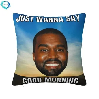 Забавни калъфи за възглавници с мемом Kanye West 40x40 см, мека калъфка за дивана, кола, Квадратна калъфка за възглавница за декорация на всекидневна