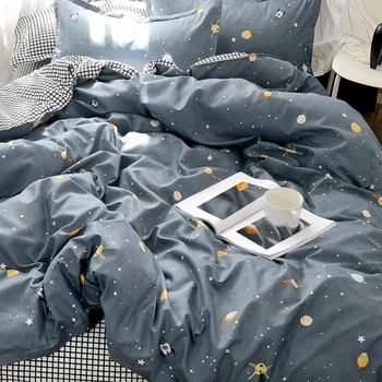 BlessLiving 3ШТ Набор от пододеяльников Space Galaxy за детски Комплект спално бельо 
