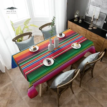 Meksykański etniczny obrus kolorowy pasiasty klasyczny styl stół wodoodporna pokrywa biurko domowe dekoracja