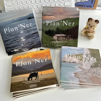 Албум за ландшафтно планиране на 24 листа, корица с изглед към природата в Корейски стил, седмично, дневно, преносим албум за изрезки, дневник