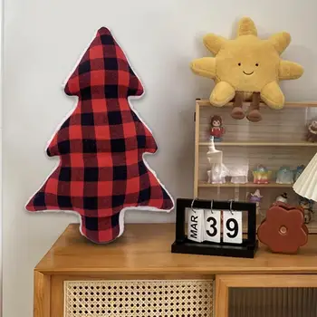 Възглавница във формата на Коледно Скъпа мек плюшен възглавница под формата на дърво за парти калъфка за възглавница под формата на дърво на Коледно парти украса външно възглавници