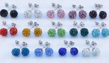 Смесени бели 10 мм Цветни обеци с микро диско-топки, вълнени обици-карамфил, бижута от планински кристал xge5r3 crystal crystal
