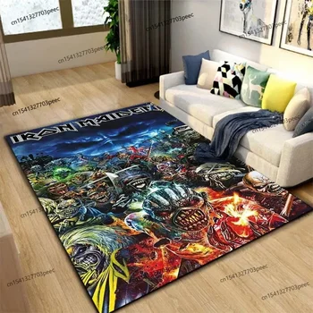 Килим с 3D-принтом I-Iron Maiden Heavy Metal Strip Подходящ за спални, легла, диван, килим, мек нескользящего подложка за пода, подложка за проследяването стъпки пълзи дете
