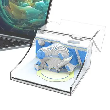 3D Бележник за водене на записки Изкуството на резба върху хартия 3D Стикери Космическа тема 3D Бележник бюро в хола Бележник за водене на записки Подарък 3D Арт Бележник за водене на записки За