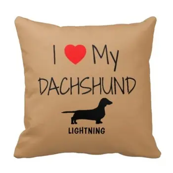 Потребителско Име I Love My Dachshund Хвърли Калъфка За Възглавница Дизайн Кучета Персонални Индивидуална Подарък Калъфка От Двете Страни На 18