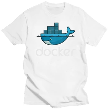 Тениски с логото на Docker, тениски за разработчици на компютърни програми в Linux Javascript, тениски за програмисти, програмисти, потници за мъже с идея за подарък