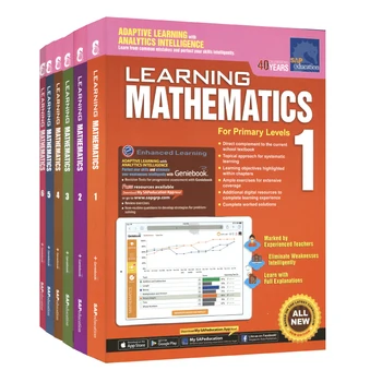 6 бр./компл. Sap Learning Mathematics Book За деца 1-6 клас, уроци по математика за началното училище в Сингапур, учебник за тийнейджъри
